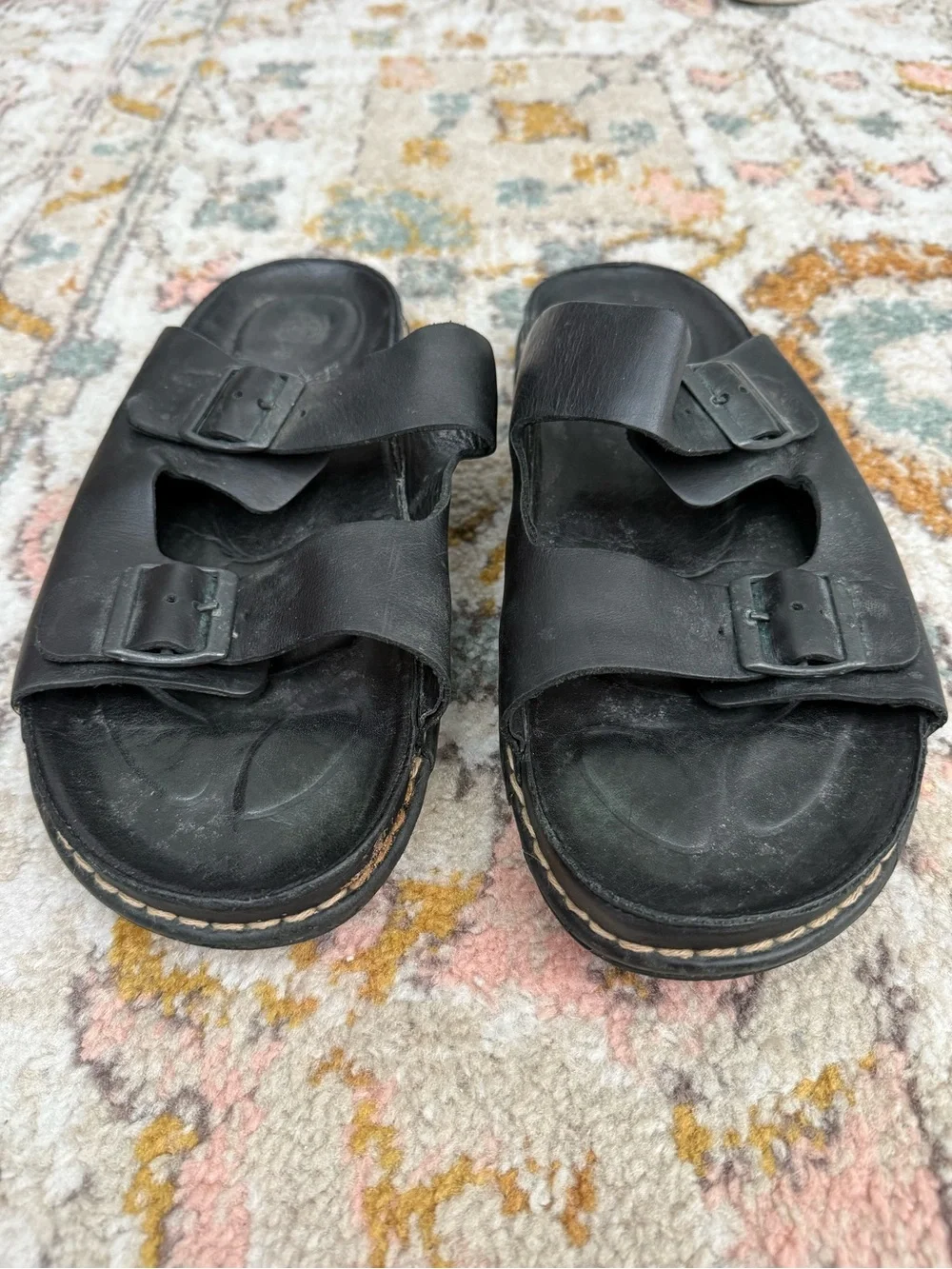 Dr. Martens Men's Leather Double Strap Slide Sandals Black Size 11 Summer Beach